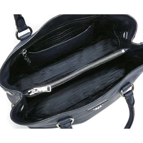 Prada Saffiano Lux 2 Way Handbag Shoulderbag Silver Hardware Navy - Picture 8 of 10